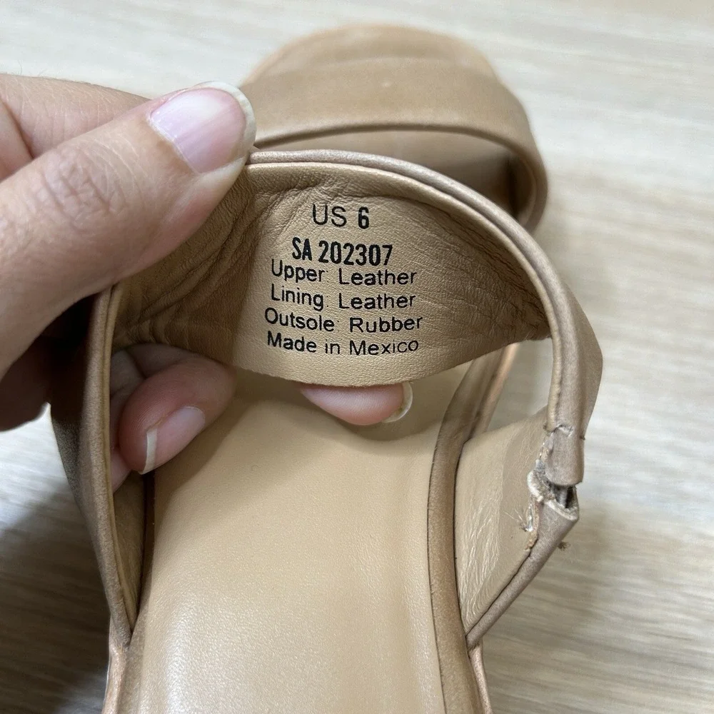 Nisolo Sandals Womens 6 Ellie All Day Clog Almond Leather Strap Open Toe Wooden